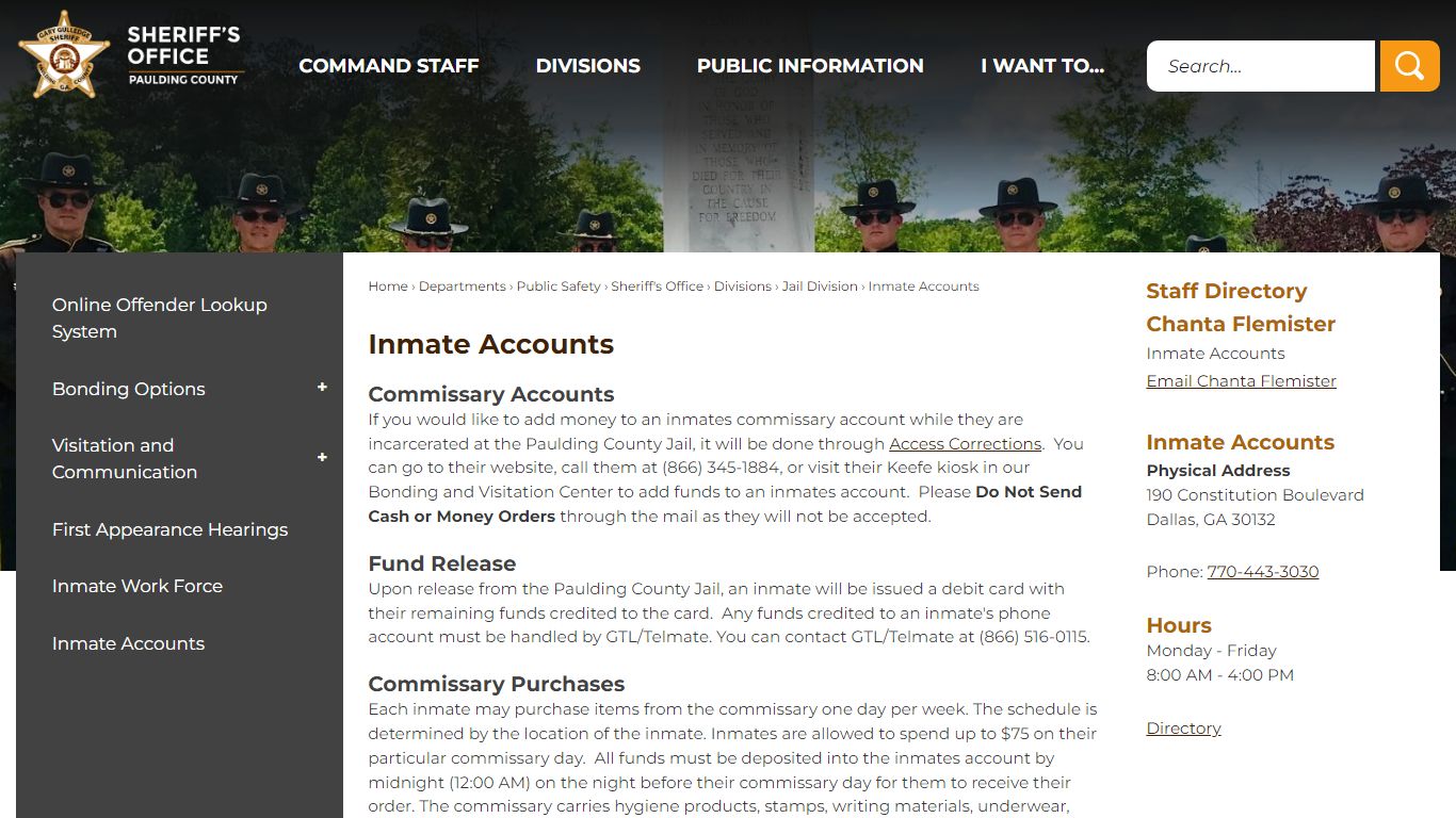 Inmate Accounts | Paulding County, GA