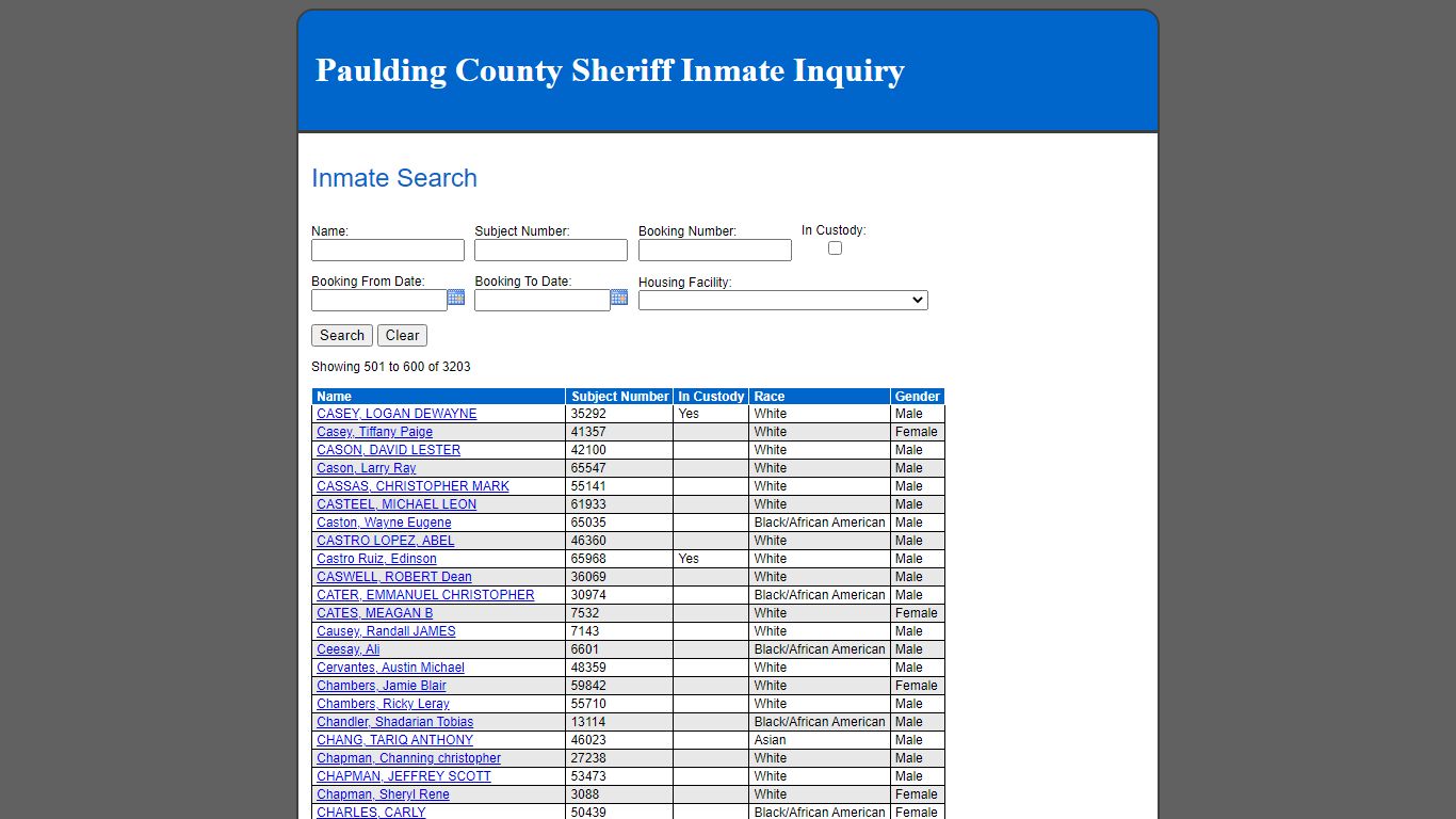 Inmate Search - inmate.paulding.gov:9443